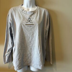 Life is Good Blue Acid Wash Long Sleeve T-Shirt Crew Neck Pullover Large